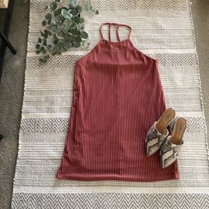 Pink velvet ribbed dress